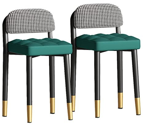 Generisch Esszimmerstühle, 2er-Set, stapelbarer Stuhlhocker, Moderne Küche mit schwarzen Metallbeinen, ledergepolsterter Akzentstuhl, Beistellstuhl für weiche Sitze im Schlafzimmer (/Grün B)