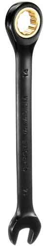 QUARKZMAN Llave de Trinquete 14mm Métrica de Boca Abierta 72 Dientes Acero CR-V Níquelado Combinada de 12 Puntos para Tuercas y Pernos