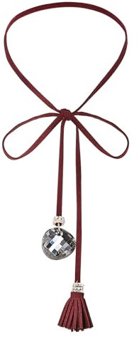 Daesar Choker Tattoo Kette, Halskette Choker Kropfband Damen Tracht mit Anhänger Zirkonia und Quasten Verstellbare Kette Rot