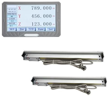 WQWGTLPLVN Kit DRO a 3 Assi for fresatrice, tornio, Display di Lettura Digitale con 2 righelli ottici da 5 µm, Encoder lineare(450mm 900mm)