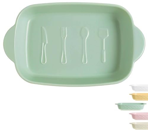 Baking Dishes for Oven, Large Lasagna Pan, Rectangular Deep Roasting Tray, Ceramic Porcelain Design