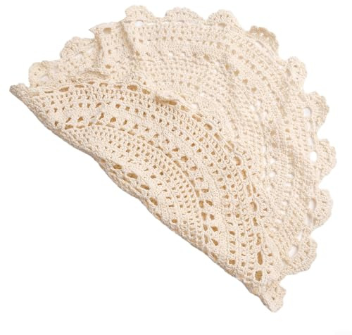 Handgefertigtes Tischset aus Baumwolle mit Häkelspitze, runde Deckchen, dekorative Matte, ausgehöhlt, pastoraler Stil, Essschutz, für Zuhause, Restaurant, Café, Shop, Beige (45 cm)