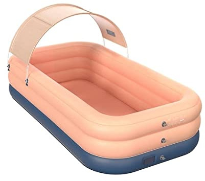 OUYUE Paddling Pool Inflatable Pool Automatic Inflatable Swimming Pool, Oversized Thicken 3 Ring Paddling Pool With Awning Above Ground Pool Swimming Pool Garden(Pink,305 * 180 * 130CM)