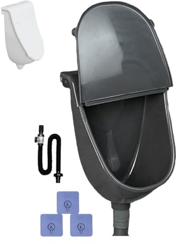 Urinario de pared PP Urinal entrada 28,5 x 38,5 x 18 cm separador de para hombres Cabinas de inodoro con tubo de desagüe pared sin agua para jardín, sótano, obra, vehículo o áreas de