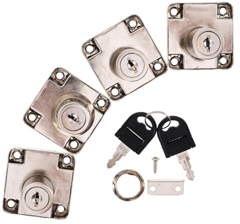 Didiseaon 4 Sets Zinc Alloy Cabinet Drawer Locks with Screws for Office Desk Wardrobe Cupboard Furniture Easy to Install Safety Locks for Filing Cabinets and Mailboxes