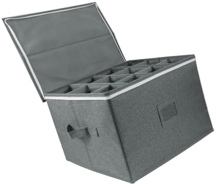 Soporte plegable para 12 copas de champán rojo y blanco, organizador apilable de gran capacidad, caja de almacenamiento de copas de vino, organizador de almacenamiento de cocina de poliéster