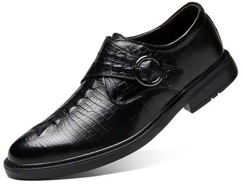 Herren-Monkstrap-Kleiderschuhe mit strukturiertem Muster, Leder-Oxfords for geschäftliche und legere Anlässe(45 EU)