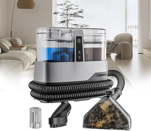 Lissontine 230V Aspirateur Injecteur Extracteur Portable 17kpa, Nettoyeur Tapis Et Canapé avec Double Réservoir, Idéal pour Voiture, Escaliers, Matelas Et Taches D’Animaux