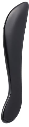 POPETPOP Gua Sha Schaber aus Naturhorn 12cm Schwarz Schabeplatte für Gesicht Körper Massagegerät nach Tcm mit Glatter Oberfläche
