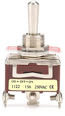 KIMISS Interruttore A Levetta A 3 Posizioni da 5 Pezzi, 12 Mm, Resistente, ON OFF, su 15 A, 250 V CA, per Uso Automobilistico e industriale.