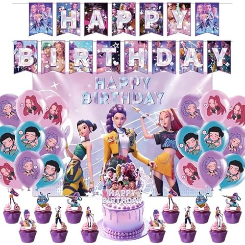 Set de Decoración para Fiestas de Cumpleaños 45 piezas KP Dem Hunte – Pancarta, Fondo Decorativo, Decoración para Fiestas de Cumpleaños Infantiles y Fiestas Temáticas
