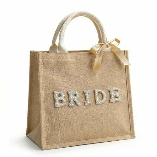 Kireida Braut Jute Strandtasche Groß Braut Geschenke Set Jute Tragetasche Bride To Be Kosmetiktasche JGA Jutebeutel für Hochzeit Brautparty Verlobung Junggesellenabschied
