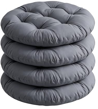 Umllpet Sitzkissen Rund, 4 Stück Bodenkissen Rund, ø40cm Weiche Sitzkissen Rund Waschbar Sitzkissen Stuhl, Bequemes Sitzkissen für Esszimmer Wohnzimmer Studierzimmer Garden Indoor Outdoor (Dunkelgrau)