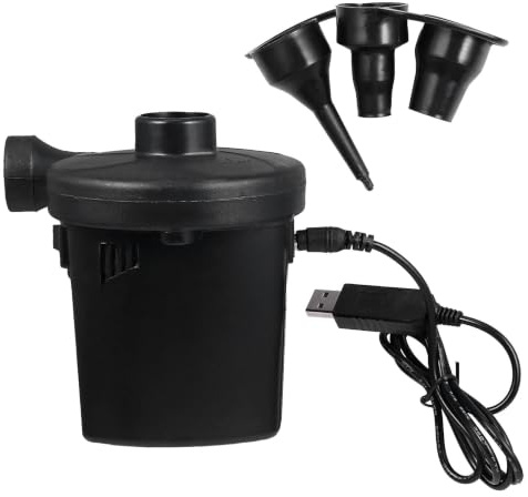 Hemobllo Bomba de Aire Recargable Usb, Bomba Inflable Portátil Eléctrica de Plástico Negro, Inflado y Desinflado Rápido para Cama y Piscina Infantil