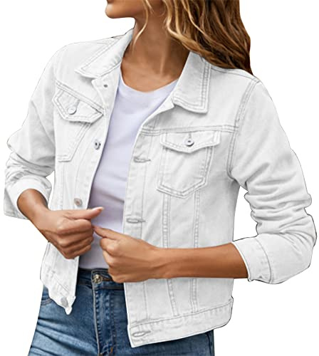 Generisk jeansjacka dam oversize boyfriend denimjacka knapp öppen front jeansjacka höst övergångsjacka med damjackor elegant fritidsjacka Y2K streetwear boyfriend jeansblazer