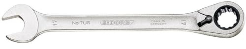 GEDORE Llave combinada con anillo de carraca, Reversible, Ancho de llave 17 mm, Acodada, De doce cantos, Perfil UD, Llave, 7 UR 17