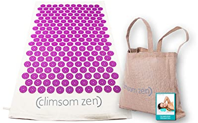 Climsom Zen Akupressurmatte, 3 Farben (blau, weiß, lila), 100% natürliche und biologische Textilien, Jutebeutel und Beratungsheft im Lieferumfang enthalten, Rückenmassage für zu Hause (lila)