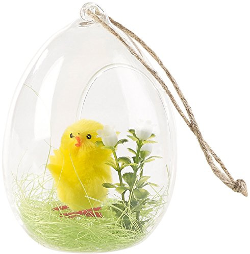 infactory Osterdekoration: Oster-Deko-Küken im Glas zum Aufhängen und Aufstellen (Ostereier Deko, Ostereier aus Glas zum Aufhängen, Ostern)
