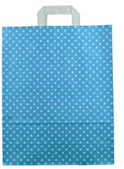 Papiertragetasche 32+12x40cm blau mit weißen Punkten Größe 250 Stück