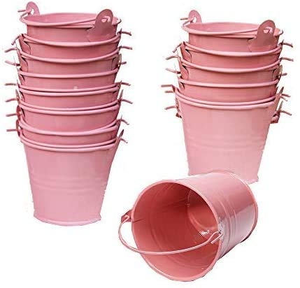 30x Mini Eimer Rosa Weiß Organzabeutel Schmucksäckchen Gastgeschenk Hochzeit Party Taufe Süßigkeiten Bonbons Tischdeko Bonboniere Mit Tragegriff