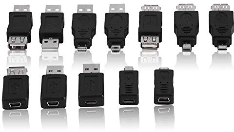 Mavis Laven Kit Adaptador USB, 12 Unidades Adaptadores USB2.0 Múltiples/Mini Conversores Hembra Macho Conectores Adaptadores de Cambiador Mini