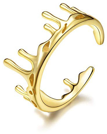Springlight ✦ Geschenke für Frauen S925 Sterling Silber Ring Schlichte Golden Unregelmäßiges Design Schlagring Schwanzring Einstellbarer öffnen Ringe Frauen Handmade Schmuck.