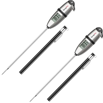 TempPro TP02S (2 Pack) Digital Food Thermometer for Cooking Bread Baking Sourdough Liquids, Meat Thermometer Digital with Super Long Probe for Kitchen BBQ Candy Making Accessory (Previously ThermoPro)
