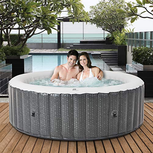 Miweba MSpa aufblasbarer Whirlpool Outdoor Ottoman C-OM061 | Rund ⌀ 204.0 cm - 6 Personen Spa Pool aufblasbar - UV-C Reinigung - Bis 1429 L - 40°C - Fernbedienung - 138 Düsen - TÜV GS