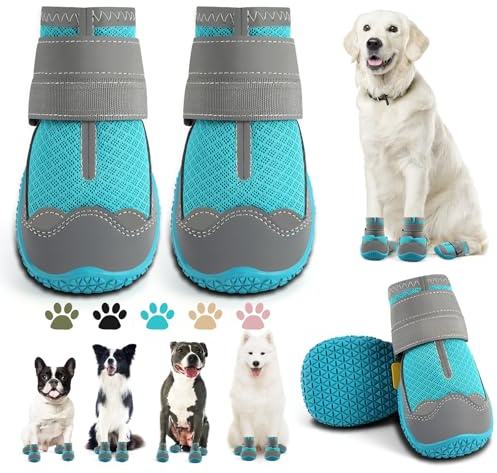 Scarpe per cani di taglia grande, stivali per cani di taglia media e protezioni per zampe per pavimenti in legno, scarpine per cani da esterno per marciapiedi caldi invernali sulla neve, scarpe