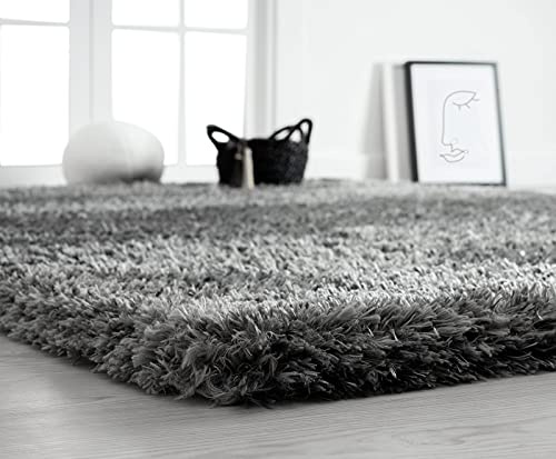 Mia's Teppiche Fiona Wohnzimmer, Schlafzimmer Anthrazit 80x150 cm Hochflor