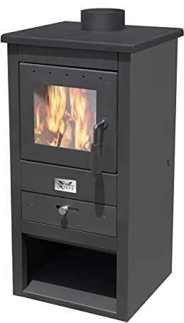 Stufa a Legna e Carbone ATHENA in Acciaio Verniciato 10 Kw Caminetto con Vetro Ceramico h 86 Cm Produzione Made in Italy 2 Anni di Garanzia Riscaldamento Casa