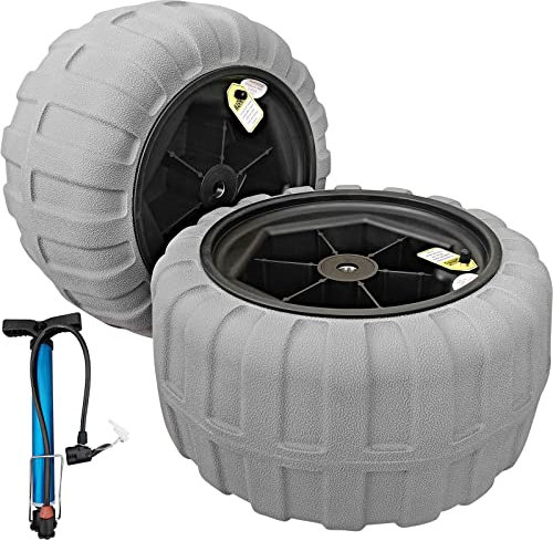 VEVOR Roues de Ballon de Plage 2 x 40 cm Pneus Ballon Roues de Plage Capacité 80 kg Roue Ballon Basse Pression Traverser la Plage Transporter sur Tous Les Terrains Sablonneux Camping Pêche & Jardinage