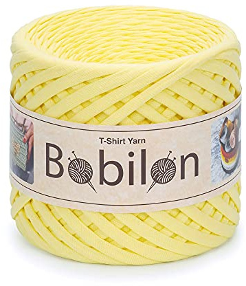 T-Shirt-Garn zum Häkeln, Strickgarn Stofftuch, T-Shirt-Garn 110 Yards für Makramee, Hand DIY Tasche Korb Kissen Projekte 5-7mm Zitrone | Feines Bändchengarn für präzise Makramee- & Häkelarbeiten – Lemon, ideal für filigrane Projekte