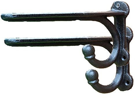 XFAK Gusseisen Regalstützen Wandmontierte Regalhalterungen Mit Haken Vintage Regalträger Für Küche Gartenkorb, 20cm, 2 Stück