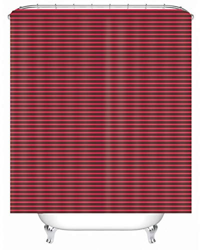 EHOMERY Supporto Tenda da Doccia Tenda Bagno Finestra Strisce Tenda da Doccia Ad Ombrello Tende per Lavello Bagno Polyester Rosa Rossa con 12 Anelli di Sospensione, 180X200Cm