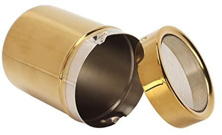 Powder Sugar Shaker Duster, Fine Mesh Shaker, Powder Shaker Stainless Steel Gold Fine Mesh Powder Sugar Shaker for Kitchen