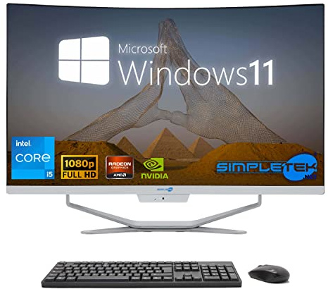 SIMPLETEK - 27 Curved Windows 11 All in One PC | 12th Gen Core i5 Processor with GTX1650 4GB Video Card | 32GB RAM DDR4 SSD 2TB