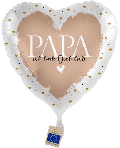 Folienballon Papa Ich hab Dich lieb – Herz Ballon als Geschenk für Vatertag & Geburtstag – Luftballon für Vater, Helium geeignet, Made in EU