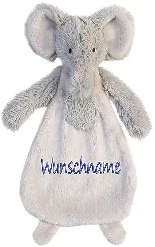 Schnuffeltuch mit Name Bestickt Kuscheltuch personalisiert Geschenk zur Geburt Elefant