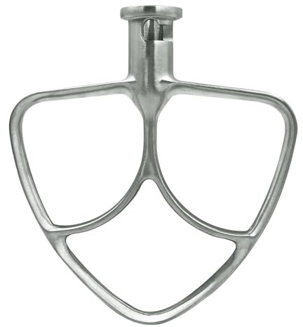 Rhinenet Flat Beater Attachment Comaptible with KitchenAid 4.5-5 Quart Tilt-Head Stainless Steel Replacement Stand Mixer Polished Uncoated Paddle Attachment Flex Edge Beater