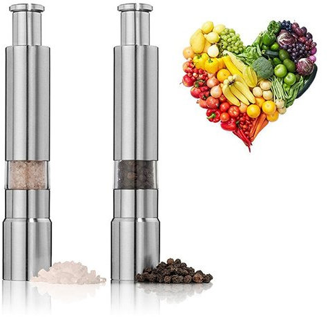 Molinillo de pimienta manual de acero inoxidable, molinillo de sal para sal marina, pimienta negra, nuez moscada (plata)