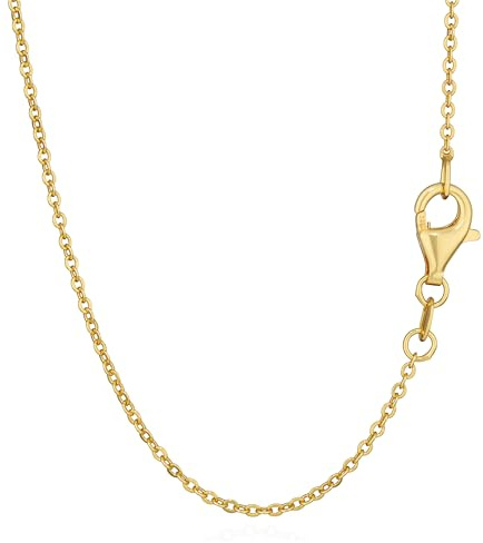 NKlaus Leicht und Lässig: 925 Silber Gelbgold vergoldete flache Weit-Ankerketten, 42cm, 45cm, 50cm, 0,8mm Breite – Stilvoller Komfort für jeden Tag