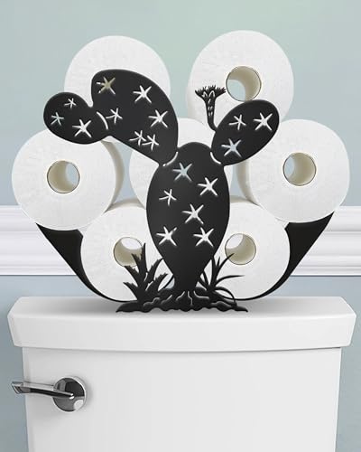 Wigag Support de papier toilette en forme de cactus pour 8 rouleaux supplémentaires, décoration amusante sur pied pour rangement de papier toilette, décoration unique sur le réservoir de toilette