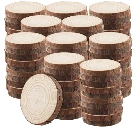 JAPCHET 100 fette di legno naturale da 7-8 cm, dischi di legno non finiti spessi 1 cm, piccoli tronchi per artigianato