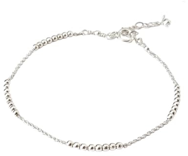 Annika Bella Sterling Silver Bracelet for Women With Beads, Silver Beaded Chain Bracelet, Minimalist Dainty Silver Bracelet, Layered Silver Bracelet (Silver)