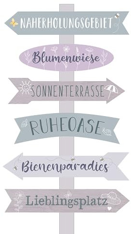 Spetebo Cartello da giardino in legno, altezza 76 cm, area di recupero, guida decorativa con picchetto, decorazione da giardino, indicatore di direzione, asta da giardino