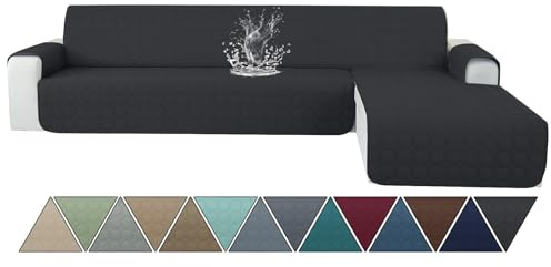 Ystyle Couch Überzug L Form 3 Sitzer wasserdichte, Sofa Cover L Shape Reversibel Universal, Sofabezug Ecksofa L Form Waschbar, Couchbezug L Form Kratzfester Für Katze Hund, Schwarz