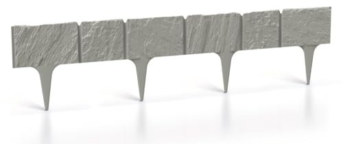 Rasenkante Gartenpalisade Palisade Beeteinfassung Beetumrandung 7,8m Beetabgrenzung Stein-Optik Mähkante Grau