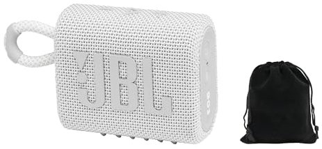 JBL Go 3 - for Portable Use - Speaker with Bluetooth - Built in Battery Waterproof and Dustproof - Includes Storage Pouch (White)
