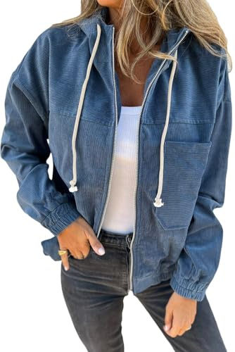 YUTILA Cord Jack Damen frühling Herbst Übergangsjacke